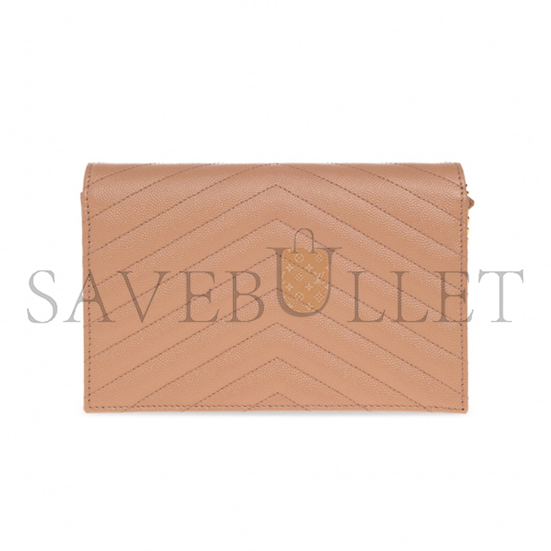 YSL CLASSIC CASSANDRE CHAIN WALLET IN GRAIN DE POUDRE LEATHER 377828BOW019830 (22.5*14*4cm)